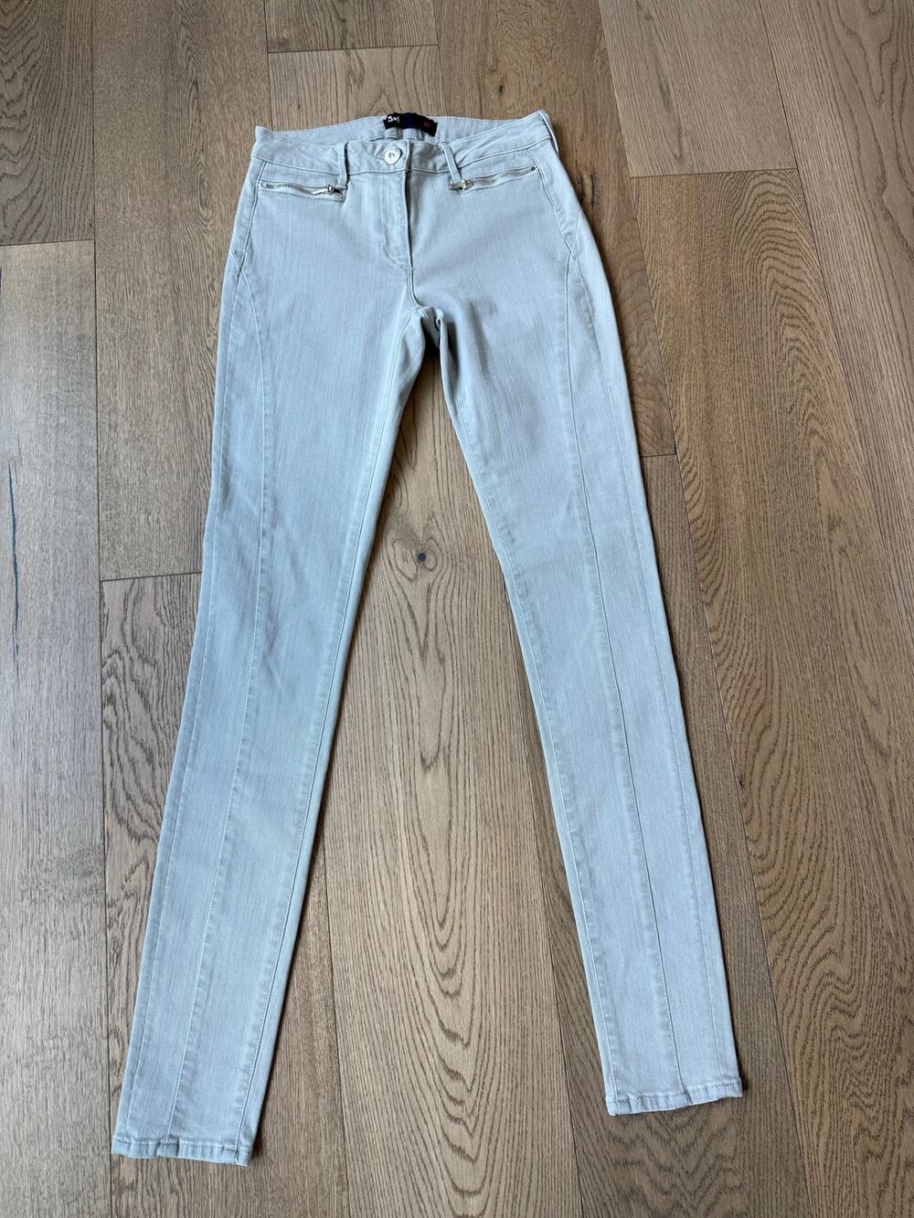 3x1 W2 Channel Seam Skinny Jeans Size 25 Light Gray Stretch USA